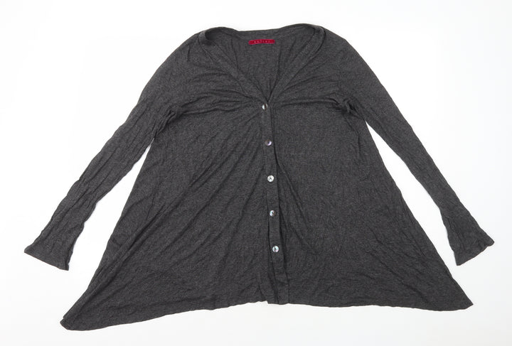 Velvet Womens Grey V-Neck Rayon Cardigan Jumper Size S
