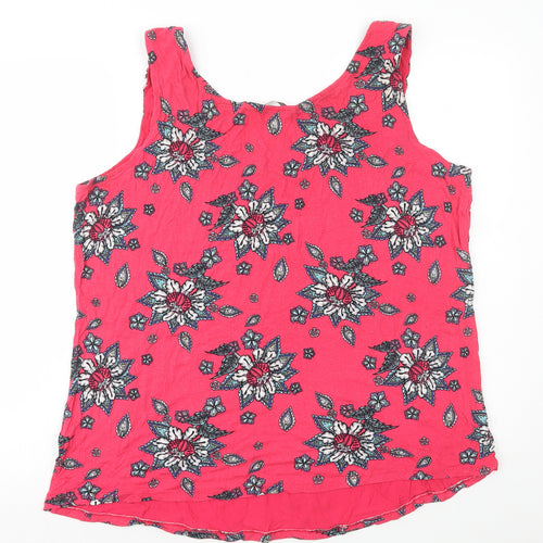 George Womens Pink Floral Viscose Basic Tank Size 22 Round Neck