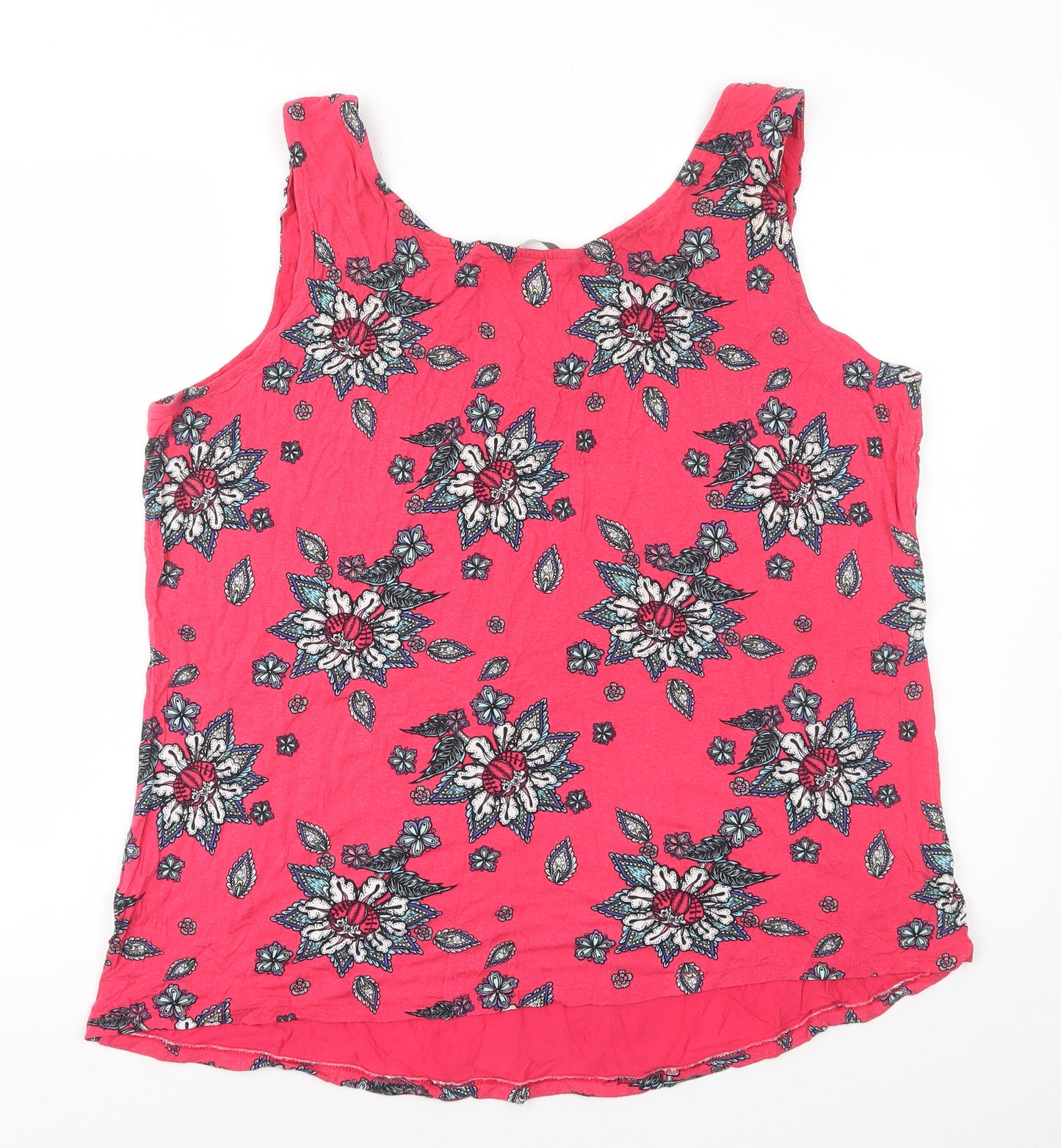 George Womens Pink Floral Viscose Basic Tank Size 22 Round Neck