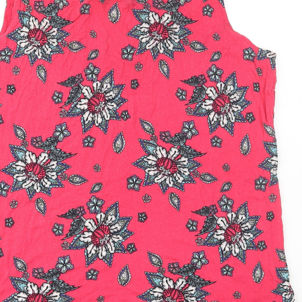 George Womens Pink Floral Viscose Basic Tank Size 22 Round Neck
