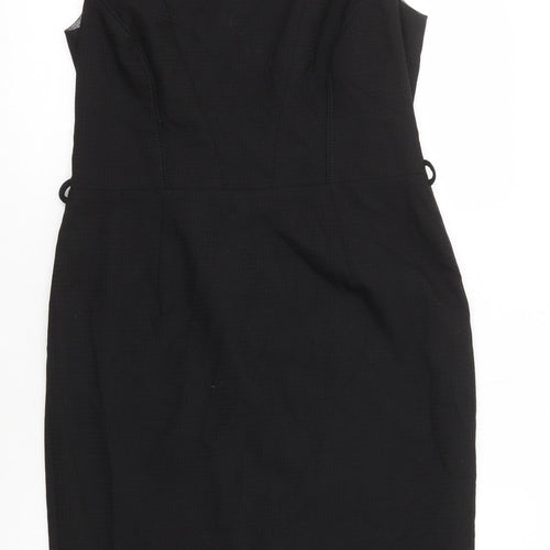 NEXT Womens Black Polyester Pencil Dress Size 12 Square Neck Zip