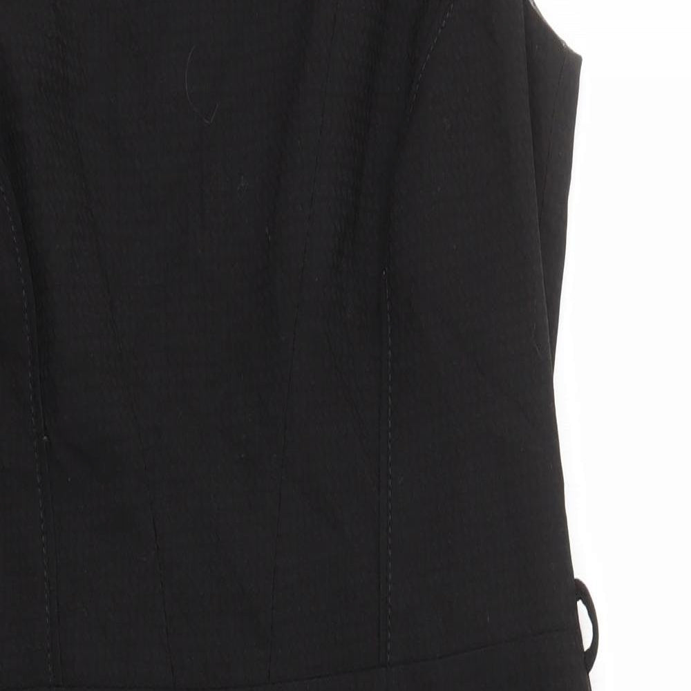 NEXT Womens Black Polyester Pencil Dress Size 12 Square Neck Zip
