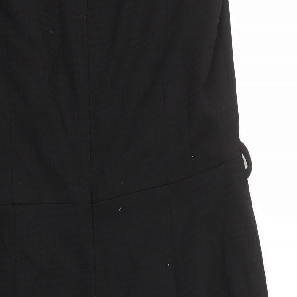 NEXT Womens Black Polyester Pencil Dress Size 12 Square Neck Zip