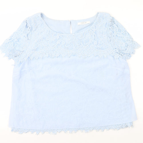 Jaques Vert Womens Blue Viscose Basic T-Shirt Size 20 Round Neck - Lace Overlay