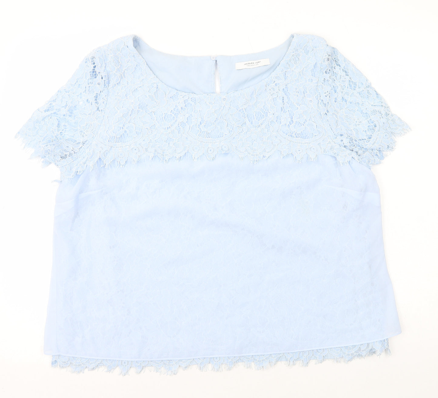 Jaques Vert Womens Blue Viscose Basic T-Shirt Size 20 Round Neck - Lace Overlay