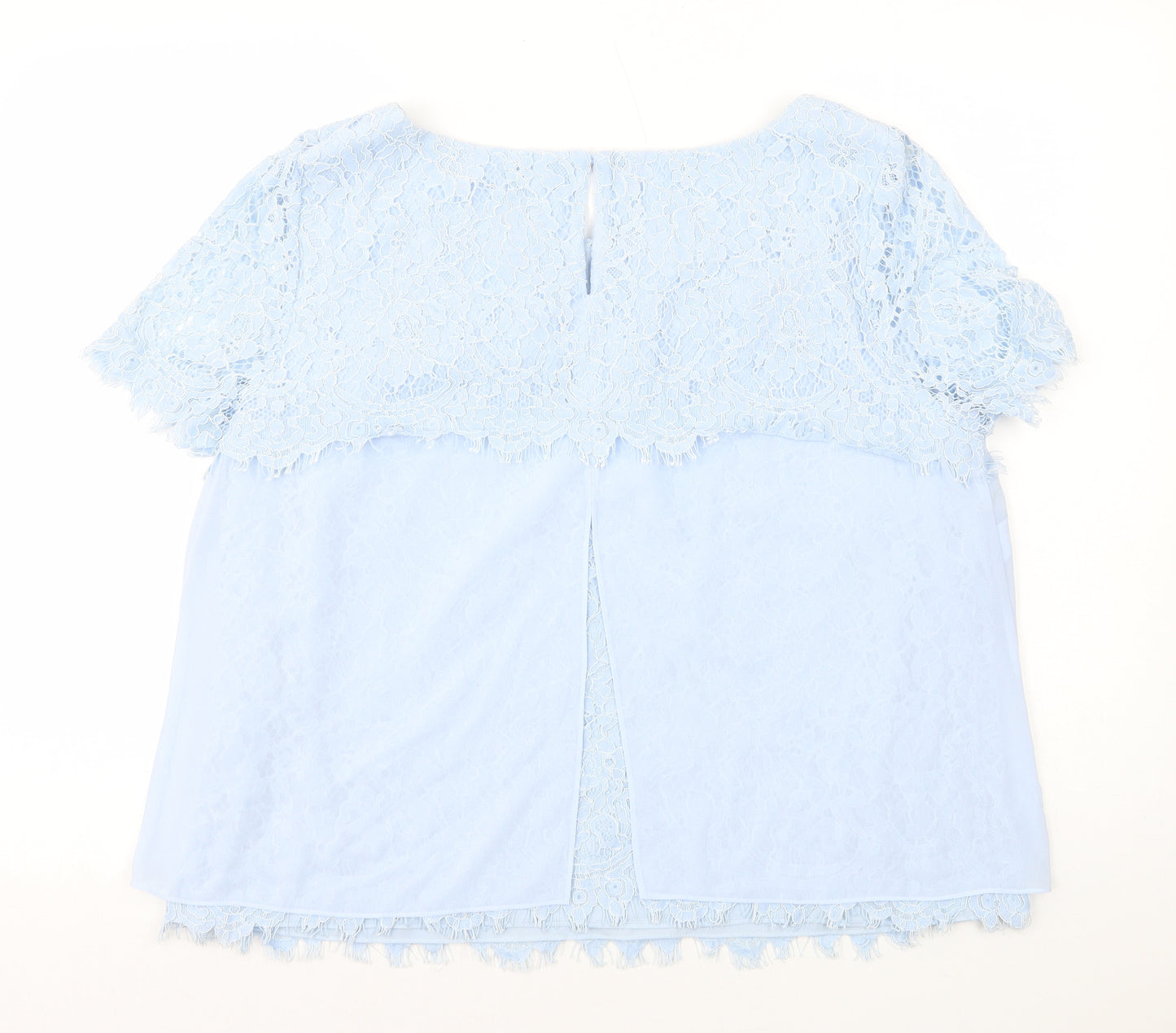 Jaques Vert Womens Blue Viscose Basic T-Shirt Size 20 Round Neck - Lace Overlay