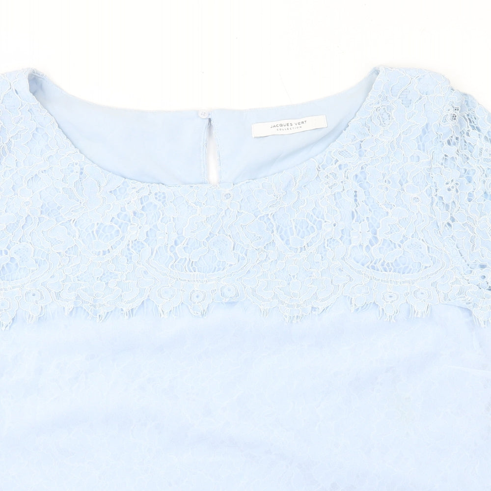 Jaques Vert Womens Blue Viscose Basic T-Shirt Size 20 Round Neck - Lace Overlay
