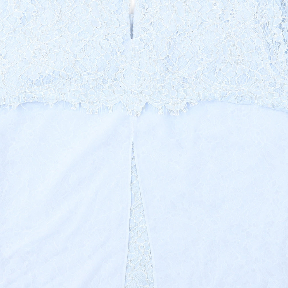 Jaques Vert Womens Blue Viscose Basic T-Shirt Size 20 Round Neck - Lace Overlay