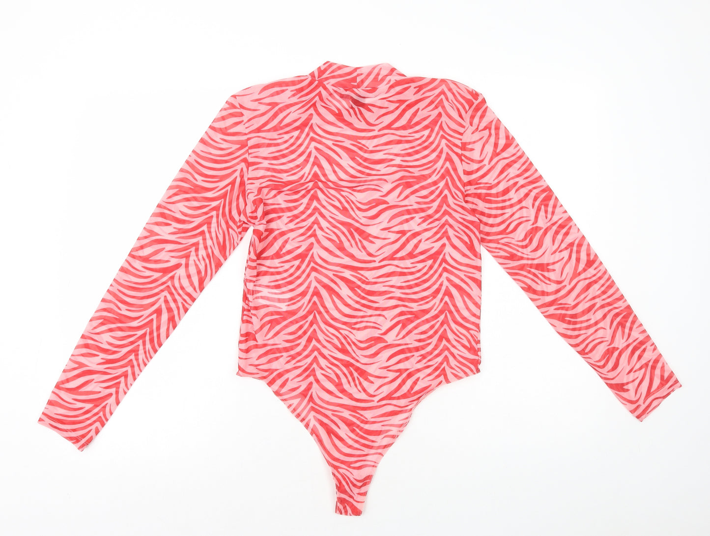 Primark Womens Pink Animal Print Polyester Bodysuit One-Piece Size M Snap - Tiger Print