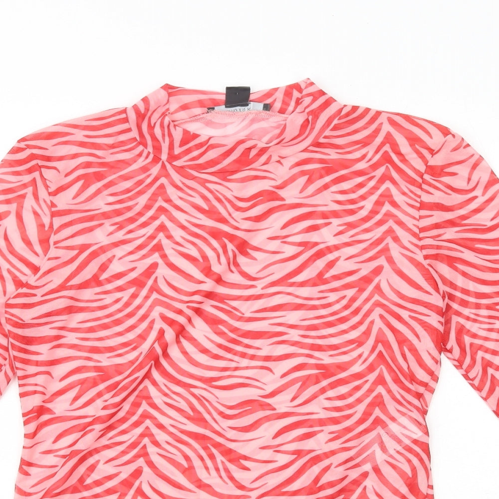 Primark Womens Pink Animal Print Polyester Bodysuit One-Piece Size M Snap - Tiger Print