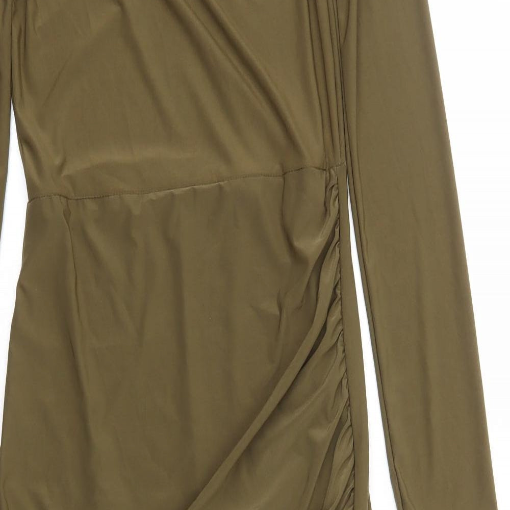 New Look Womens Green Polyester A-Line Size 10 Off the Shoulder Pullover