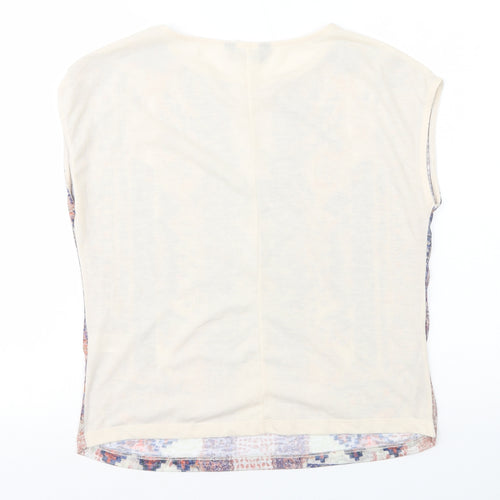 Dorothy Perkins Womens Multicoloured Geometric Polyester Basic T-Shirt Size 12 Round Neck