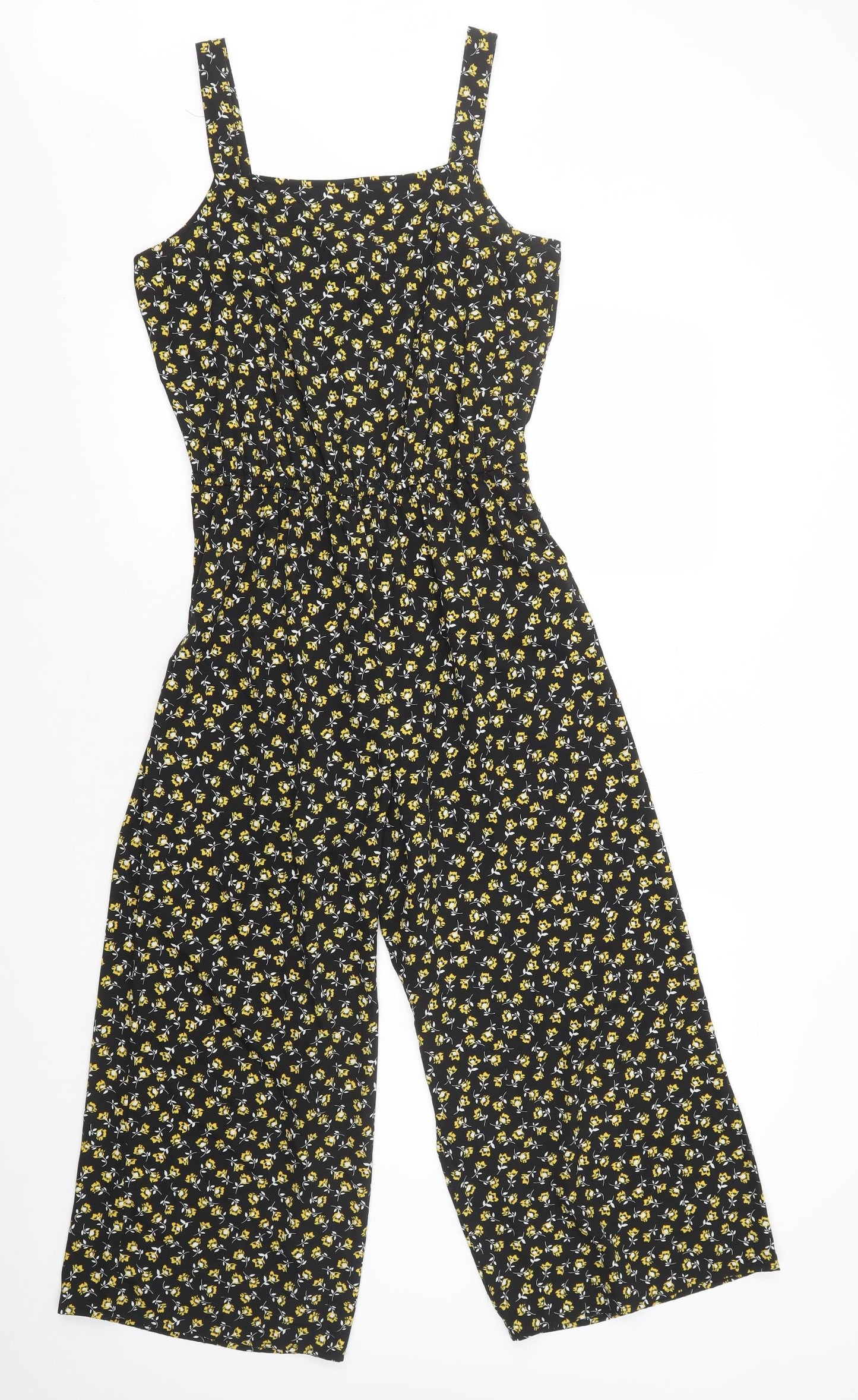 New Look Girls Black Floral Polyester Jumpsuit One-Piece Size 15 Years L21 in Pullover