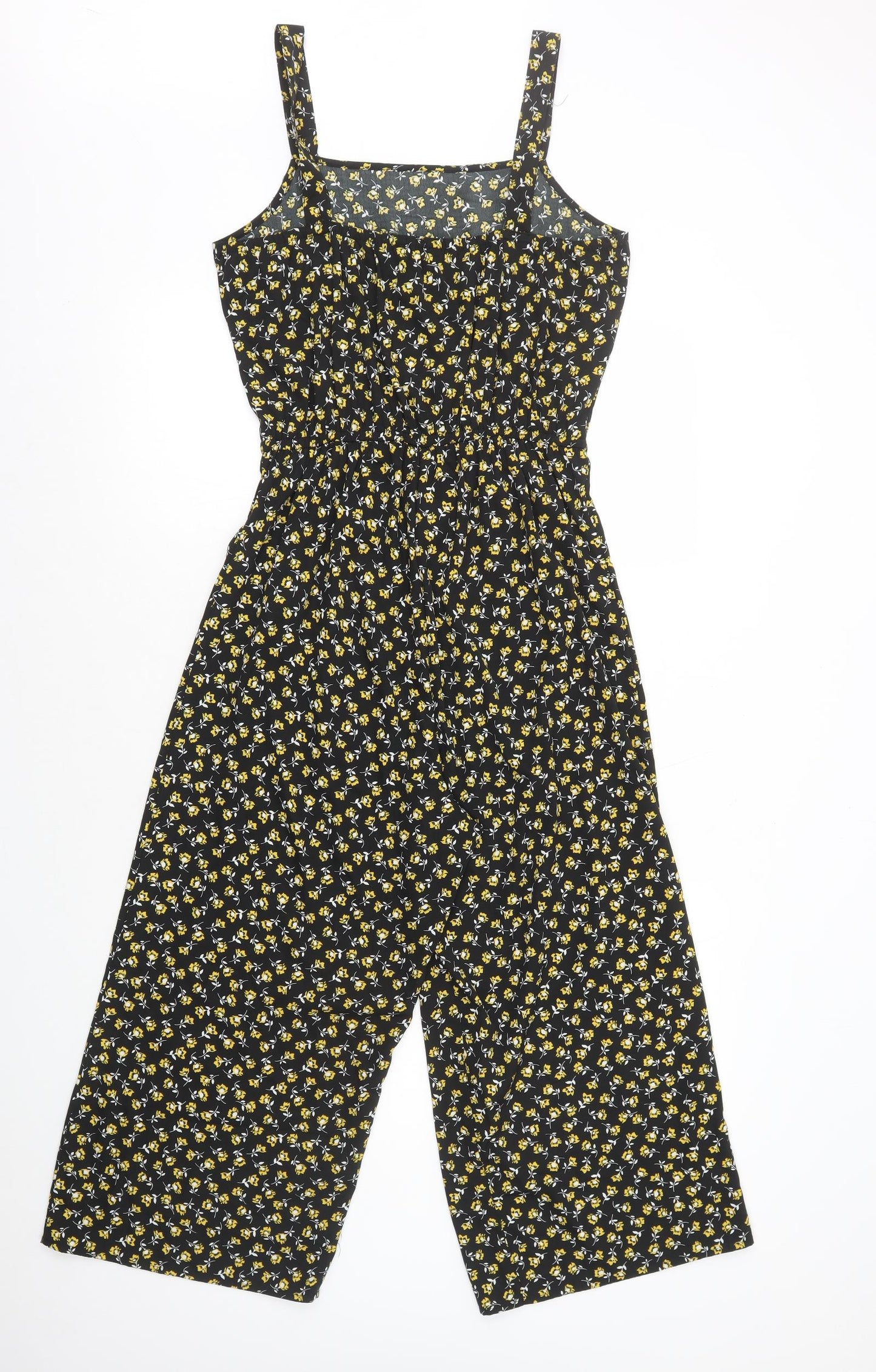 New Look Girls Black Floral Polyester Jumpsuit One-Piece Size 15 Years L21 in Pullover