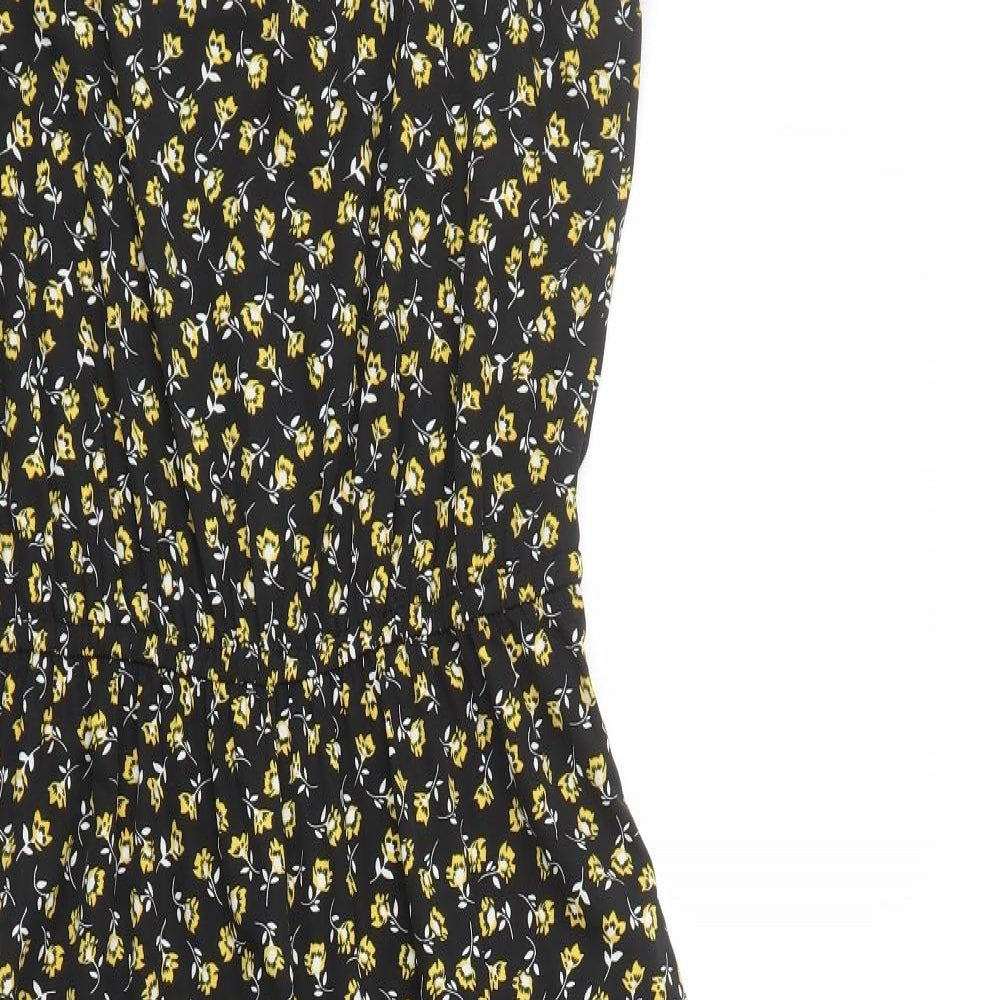 New Look Girls Black Floral Polyester Jumpsuit One-Piece Size 15 Years L21 in Pullover