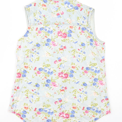 Preworn Womens Multicoloured Floral Cotton Basic Button-Up Size S Collared