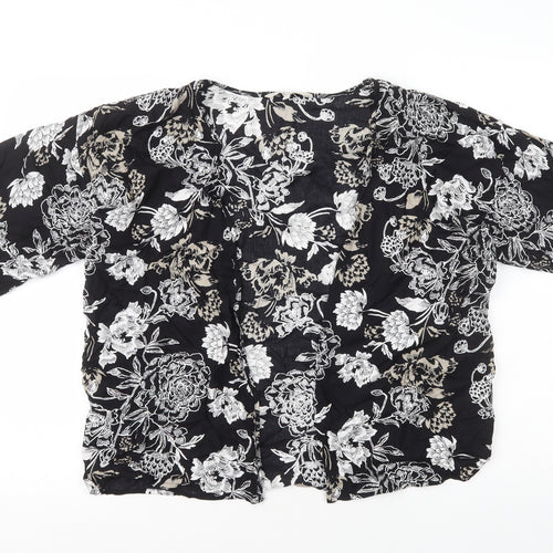 Peacocks Womens Black V-Neck Floral Viscose Cardigan Jumper Size S