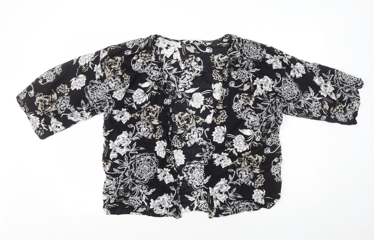 Peacocks Womens Black V-Neck Floral Viscose Cardigan Jumper Size S