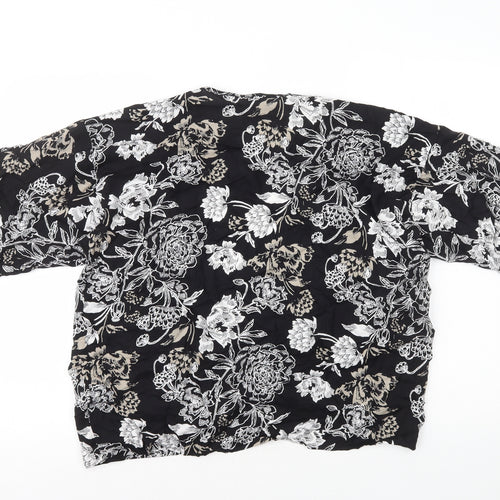 Peacocks Womens Black V-Neck Floral Viscose Cardigan Jumper Size S