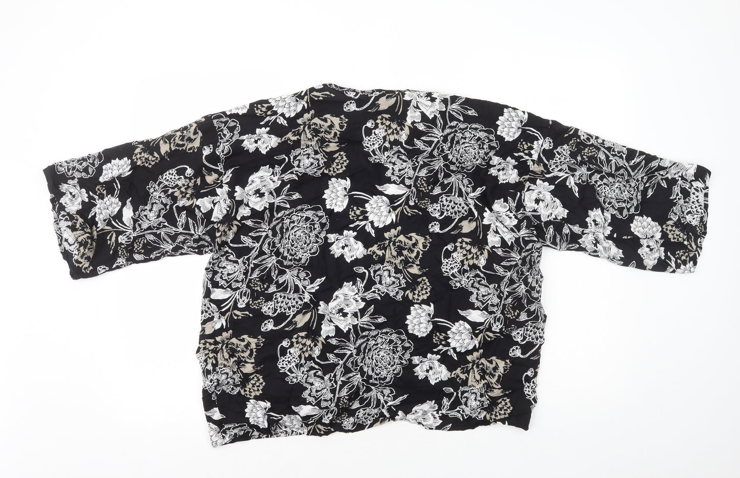 Peacocks Womens Black V-Neck Floral Viscose Cardigan Jumper Size S