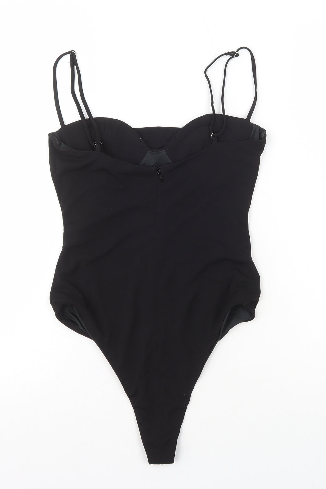 Zara Womens Black Polyester Bodysuit One-Piece Size XS Snap - Cowl Neck
