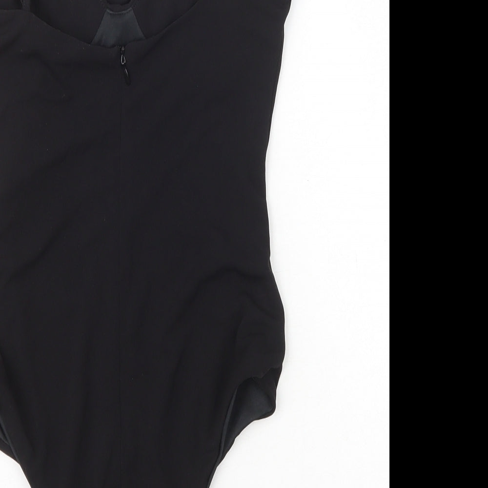 Zara Womens Black Polyester Bodysuit One-Piece Size XS Snap - Cowl Neck