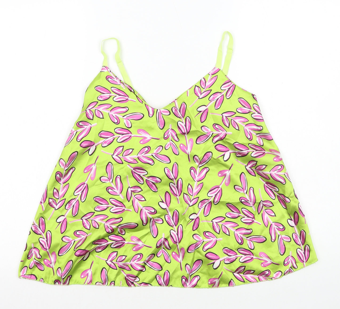 Preworn Womens Green Geometric Polyester Camisole Tank Size 12 V-Neck