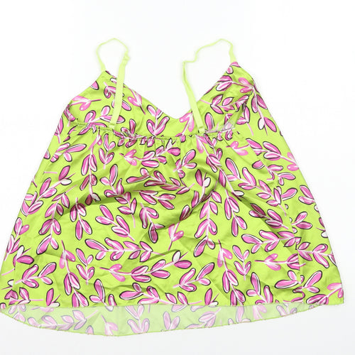 Preworn Womens Green Geometric Polyester Camisole Tank Size 12 V-Neck