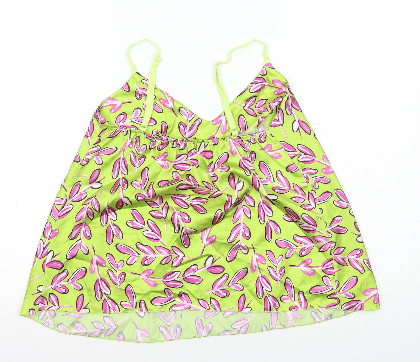 Preworn Womens Green Geometric Polyester Camisole Tank Size 12 V-Neck
