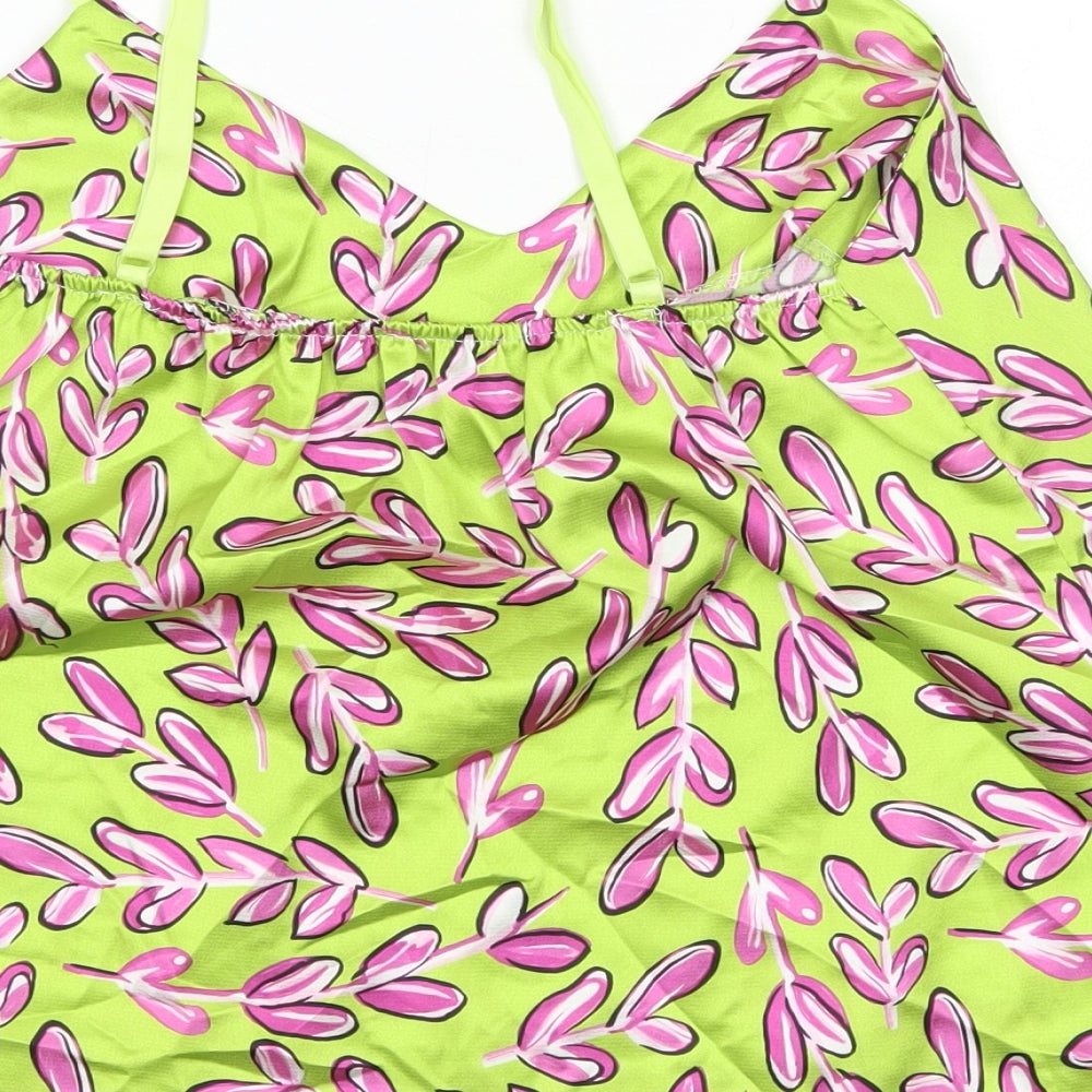 Preworn Womens Green Geometric Polyester Camisole Tank Size 12 V-Neck