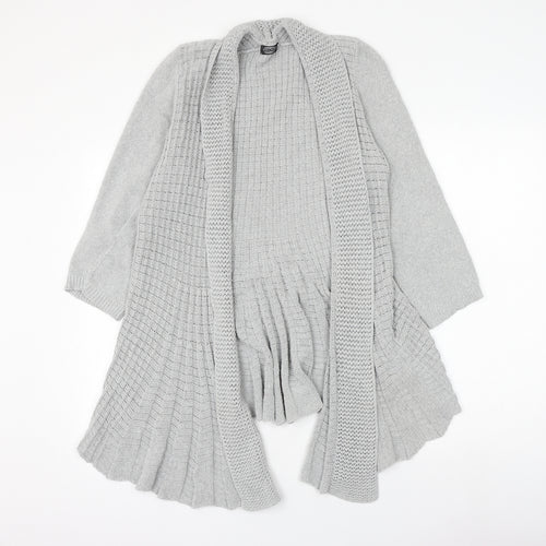 Pure Moda Womens Grey V-Neck Cotton Cardigan Jumper Size S - Size S/M