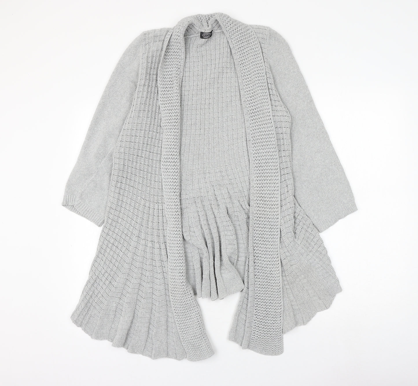 Pure Moda Womens Grey V-Neck Cotton Cardigan Jumper Size S - Size S/M
