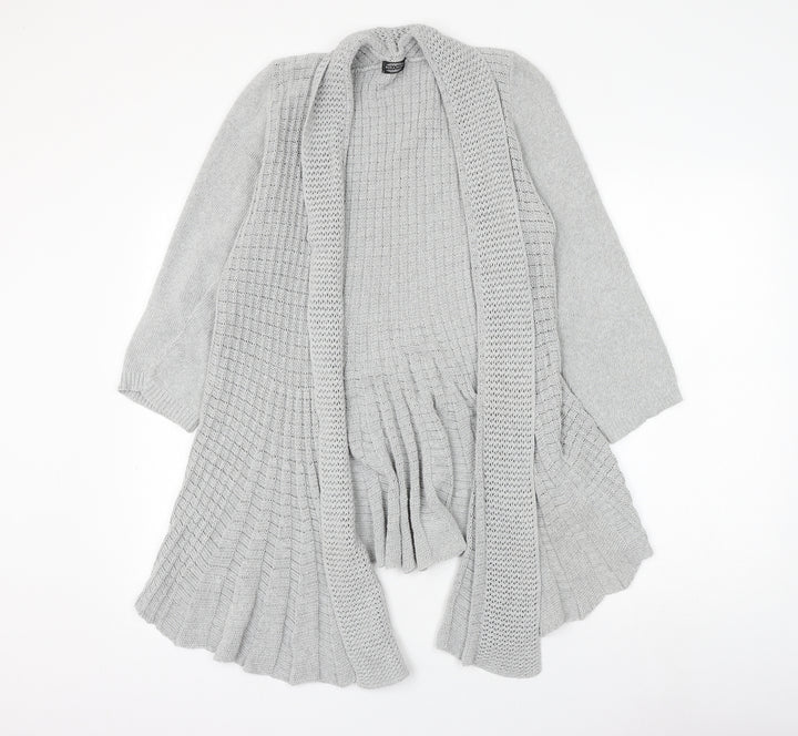 Pure Moda Womens Grey V-Neck Cotton Cardigan Jumper Size S - Size S/M
