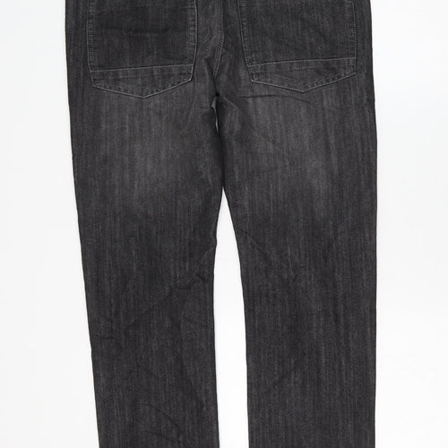Denim & Co. Womens Grey Cotton Straight Jeans Size 32 in L30 in Slim Zip