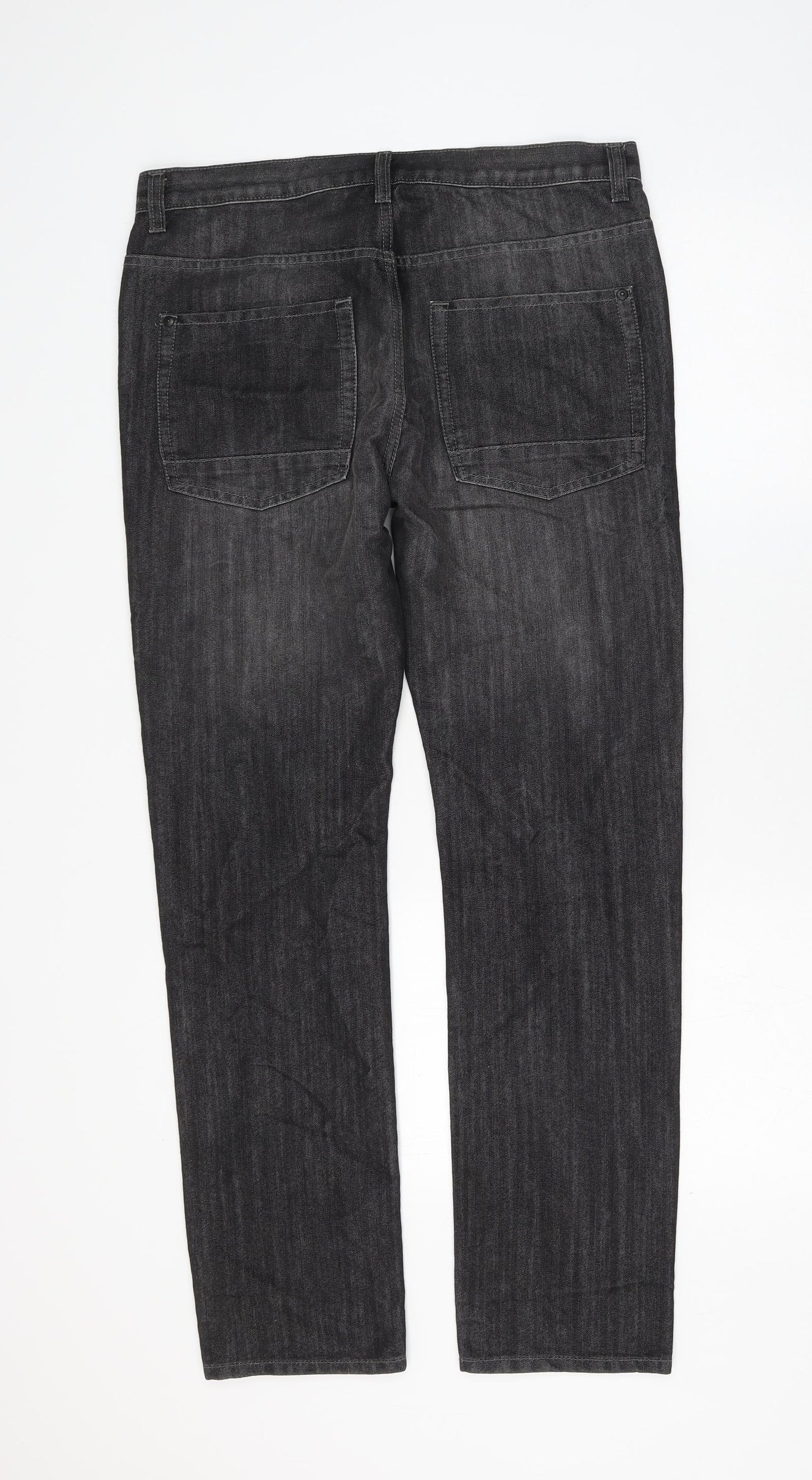 Denim & Co. Womens Grey Cotton Straight Jeans Size 32 in L30 in Slim Zip