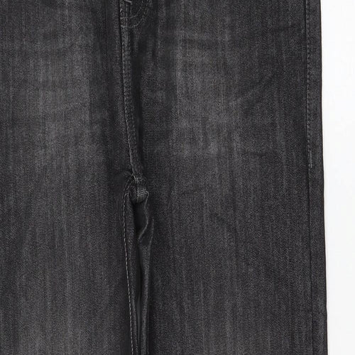 Denim & Co. Womens Grey Cotton Straight Jeans Size 32 in L30 in Slim Zip