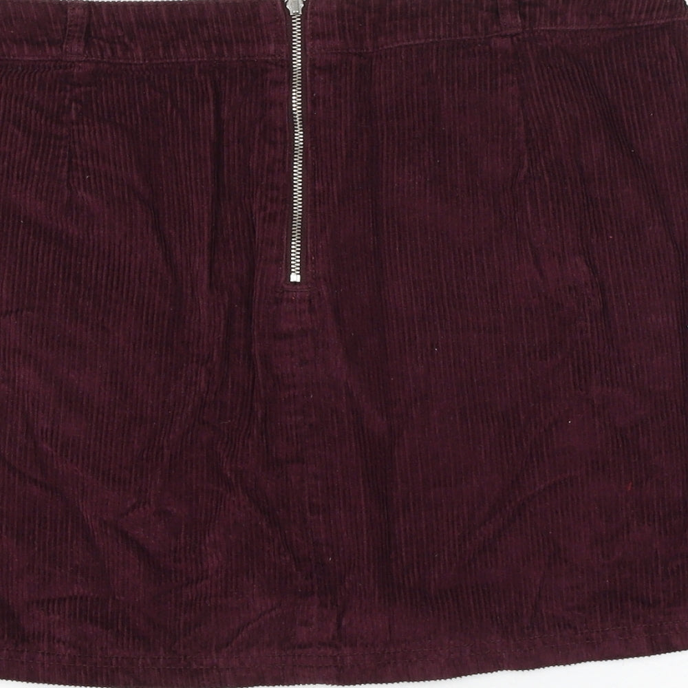 F&F Womens Purple Cotton A-Line Skirt Size 12 Zip