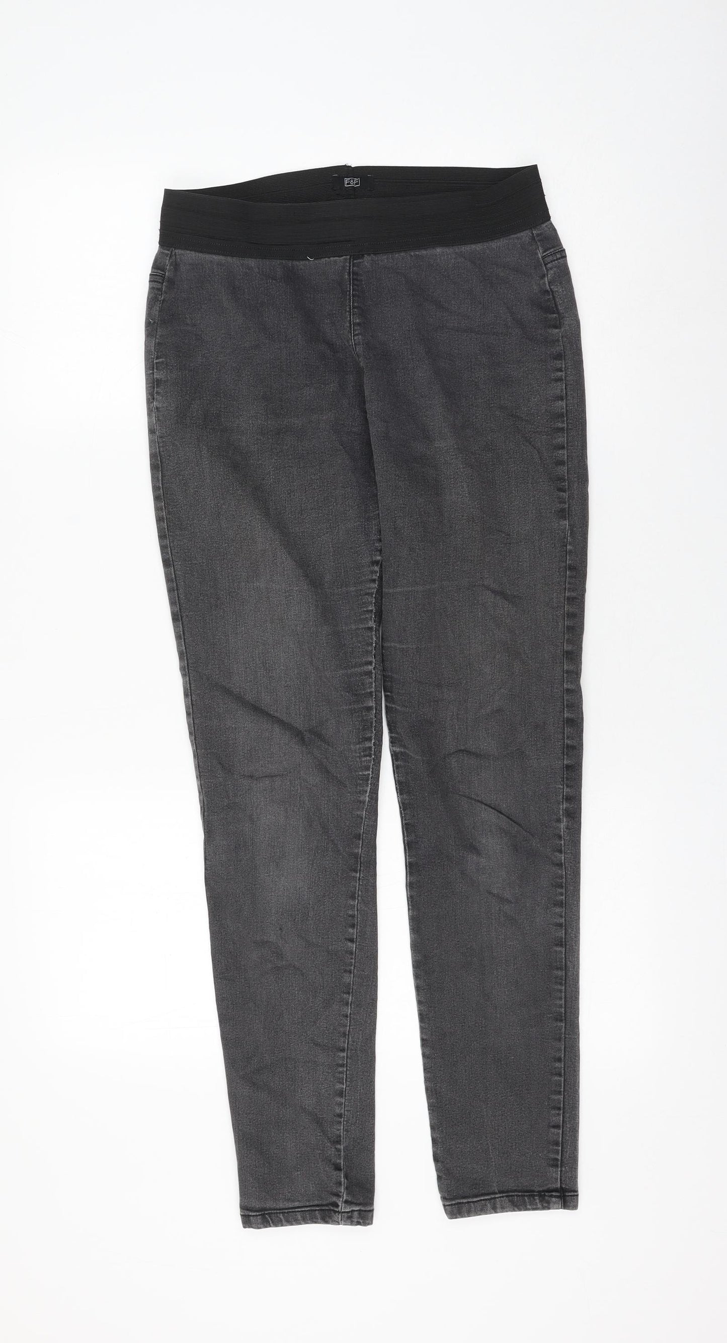 F&F Womens Grey Polyester Jegging Jeans Size 14 L27 in Regular