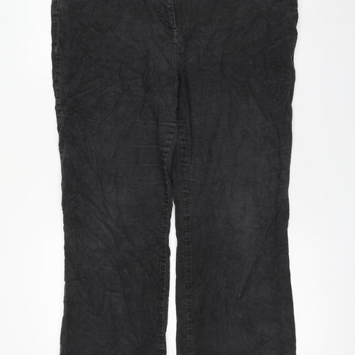 Marks and Spencer Womens Black Cotton Trousers Size 8 L28 in Regular Zip