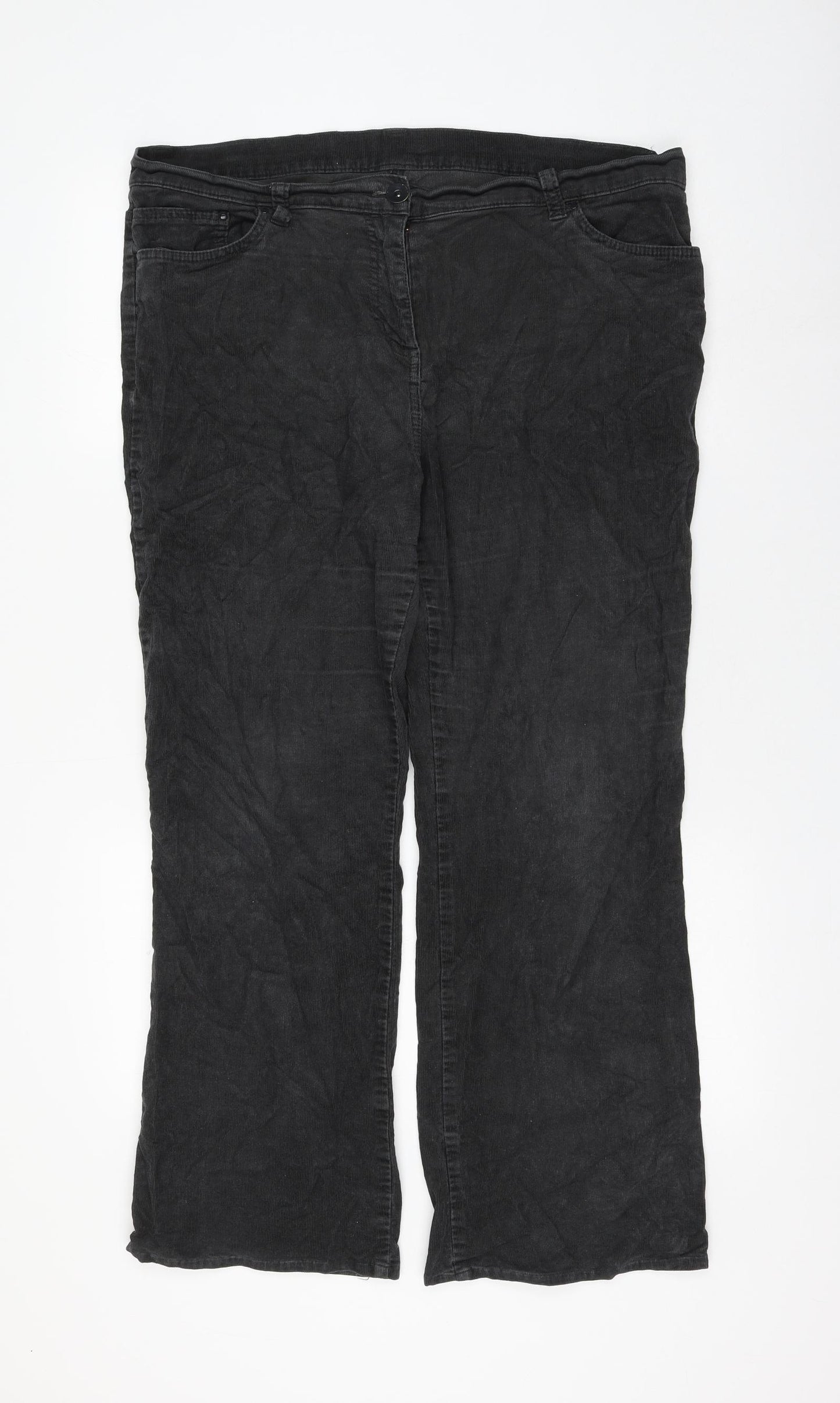 Marks and Spencer Womens Black Cotton Trousers Size 8 L28 in Regular Zip