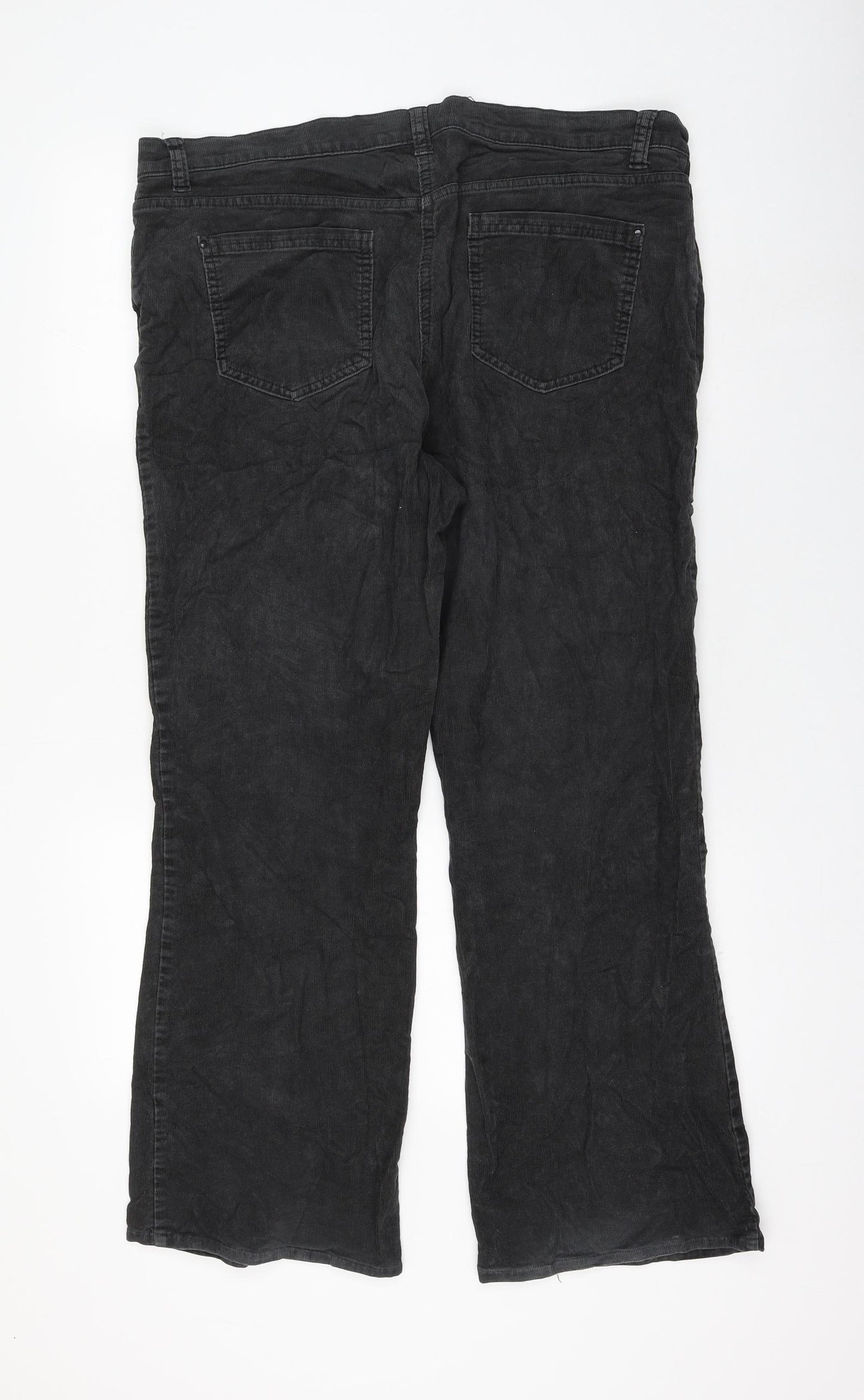 Marks and Spencer Womens Black Cotton Trousers Size 8 L28 in Regular Zip