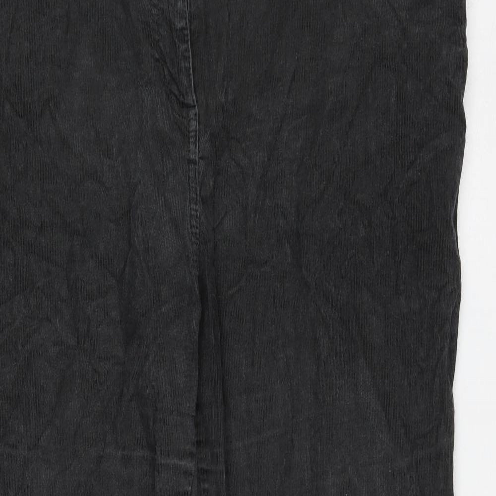 Marks and Spencer Womens Black Cotton Trousers Size 8 L28 in Regular Zip