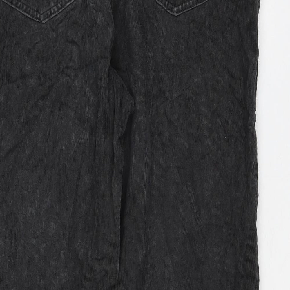 Marks and Spencer Womens Black Cotton Trousers Size 8 L28 in Regular Zip