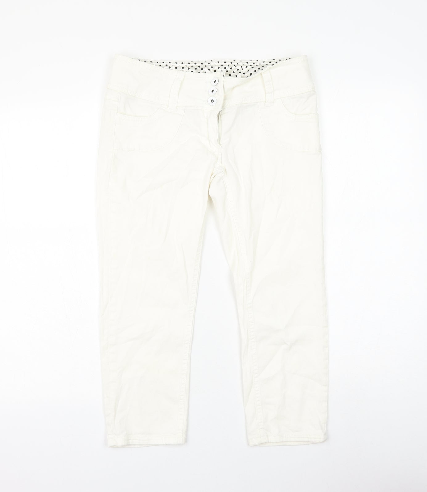 Bay Womens White Cotton Capri Jeans Size 10 L21 in Regular Zip