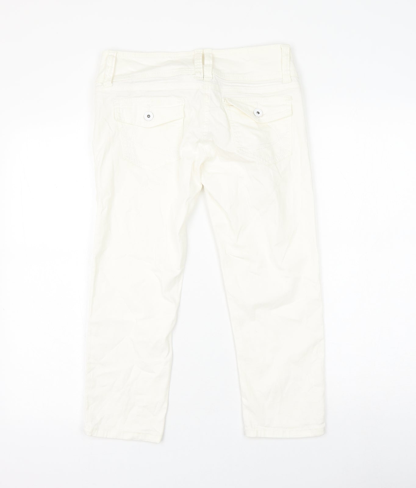 Bay Womens White Cotton Capri Jeans Size 10 L21 in Regular Zip