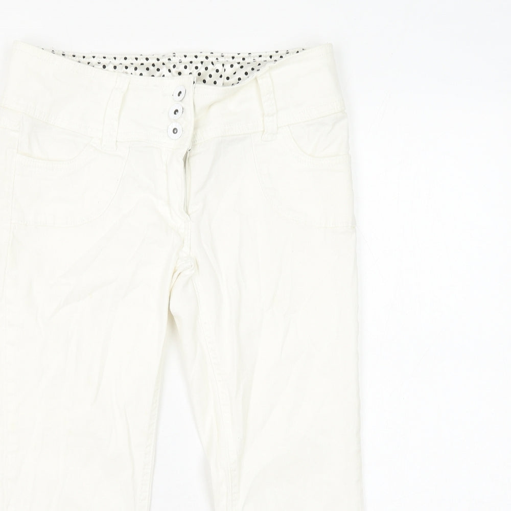 Bay Womens White Cotton Capri Jeans Size 10 L21 in Regular Zip