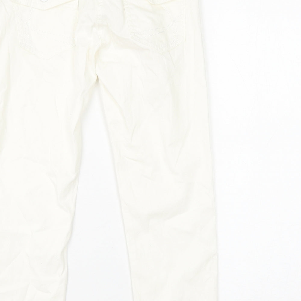 Bay Womens White Cotton Capri Jeans Size 10 L21 in Regular Zip