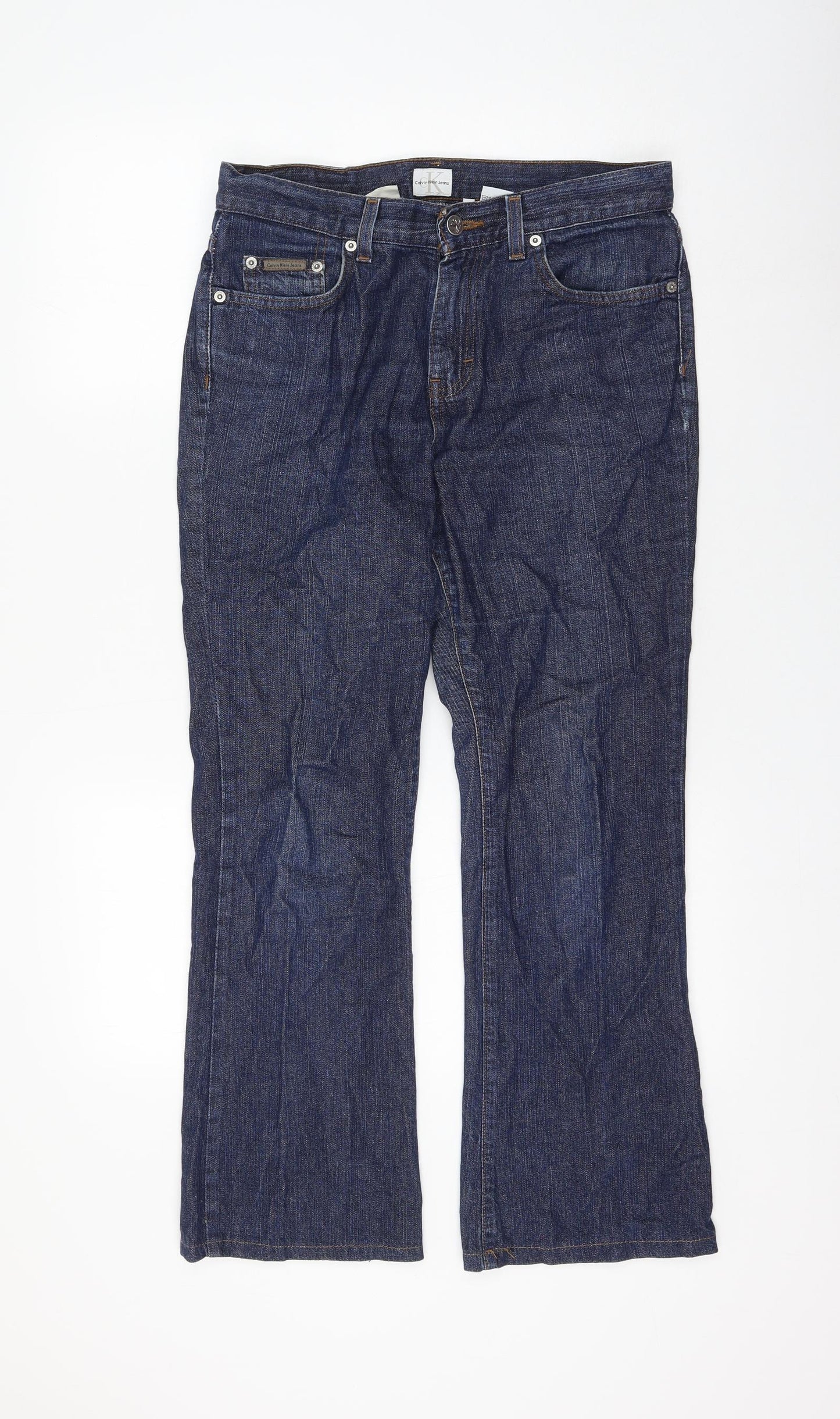 Calvin Klein Womens Blue Cotton Bootcut Jeans Size 30 in L27 in Regular Zip