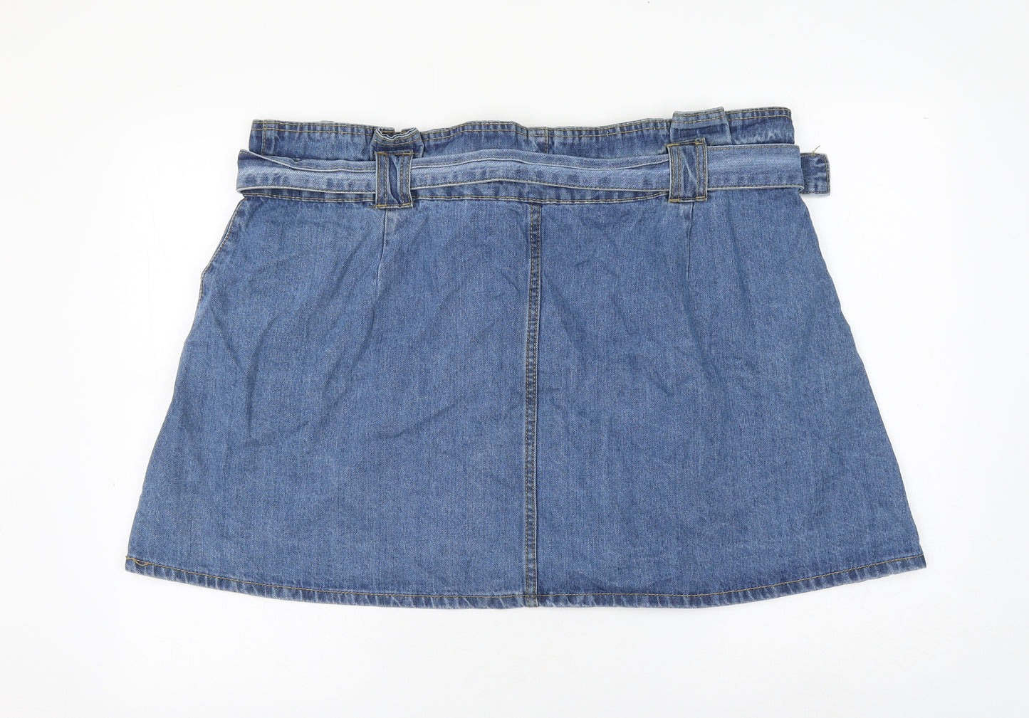 PEP&CO Womens Blue Cotton A-Line Skirt Size 22 Zip