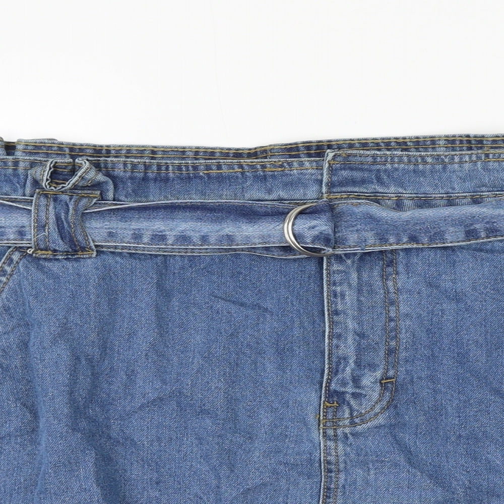 PEP&CO Womens Blue Cotton A-Line Skirt Size 22 Zip